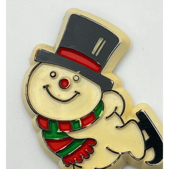 Snowman Ice Skating Refrigerator Magnet Vintage Christmas Decor Frosty - Picture 6 of 6